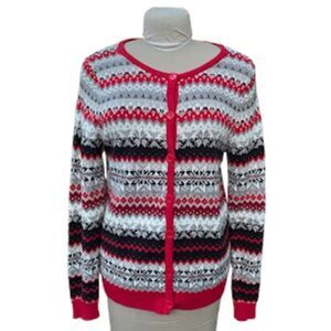 Crystal Kobe Classic Cardigan RedBlack/Gray Size M Ski Vacation Holidays